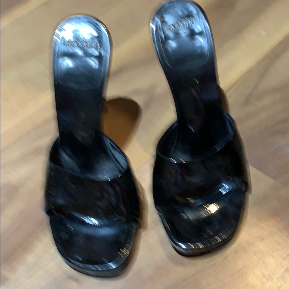 Black paterned leather